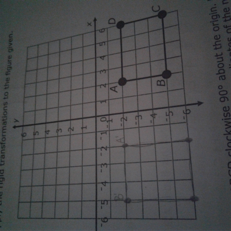 Rotate rectangle ABCD clockwise 90º about Point A. What are the new coordinates?-example-1