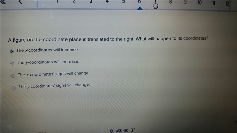 A figure on the coordinate plane is translated to the right what will happen-example-1