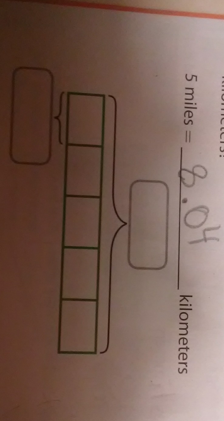 How to fill in the graph about how many kilometers can go into 5 miles?-example-1