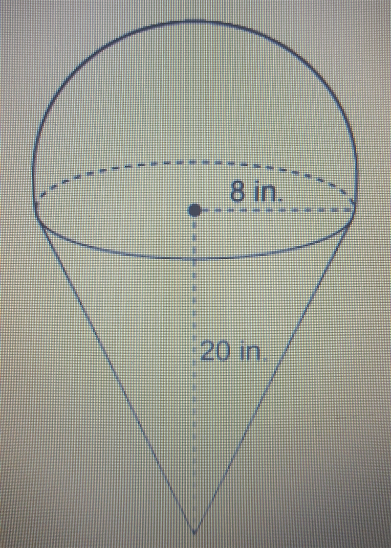 The figure is made up of a hemisphere and a cone. What is the exact volume of the-example-1