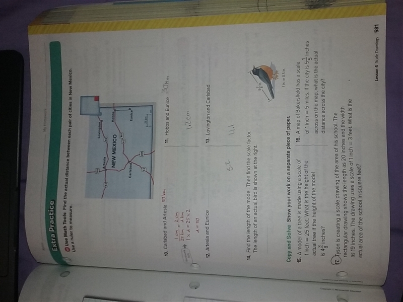 Answer and check the ones i did 1 cm=25 km the measurements are already written down-example-1