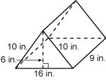 What is the surface area of the prism? A. 140 in2 B. 144 in2 C. 420 in2 D. 288 in-example-1