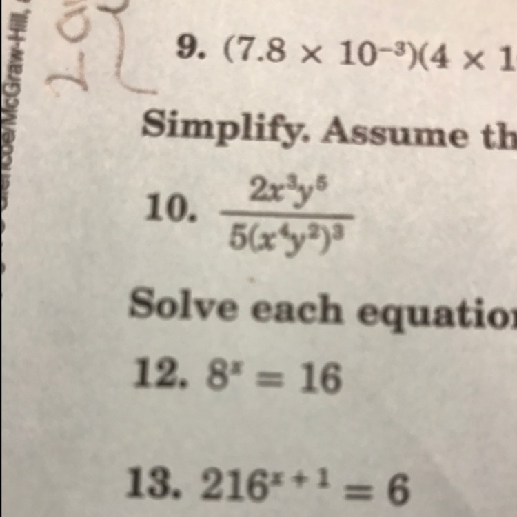 8 to the power of x=16. solve for x. please help! number 12-example-1