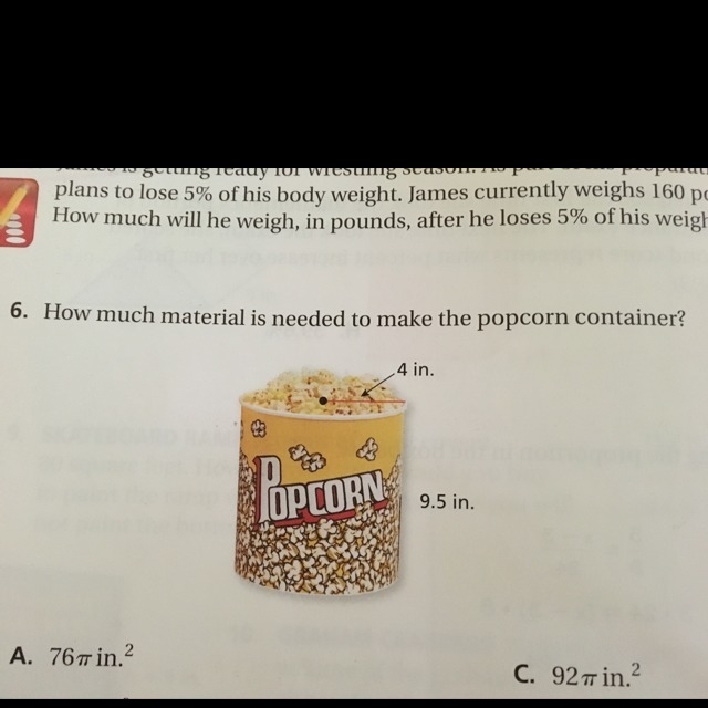 How much material does it need to make the popcorn container?-example-1