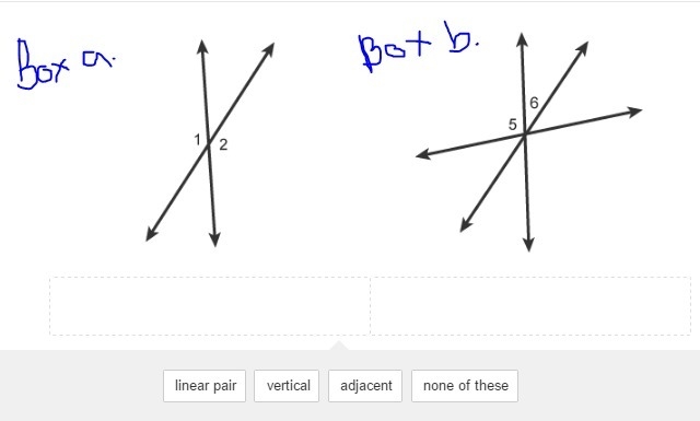 Which ones go in which box (box a. or box b.) Explain if you can. Thank You!-example-1