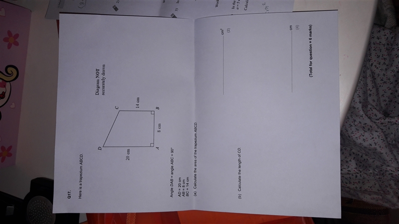 Calculate area and length of trapezium-example-1