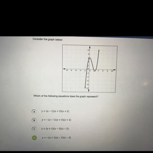 Which of the following equation does the graph represent. (Ignore what I have selected-example-1