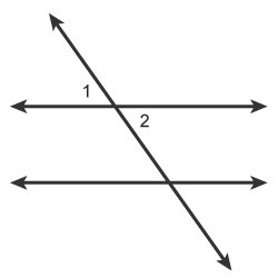 Which relationship describes angles 1 and 2? supplementary angles adjacent angles-example-1