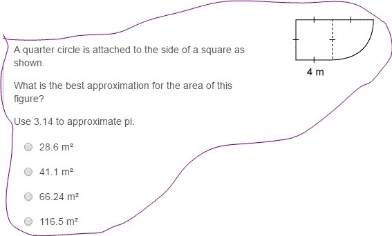 Area of Partial Circles PLEASE HELP ME ON THIS EXPERTS!!!!!!!-example-1