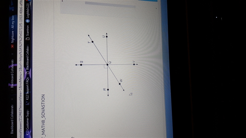 Which pair of angles are vertical angles? 1) RQW and TQU 2) RQT and TQV 3) RQW and-example-1