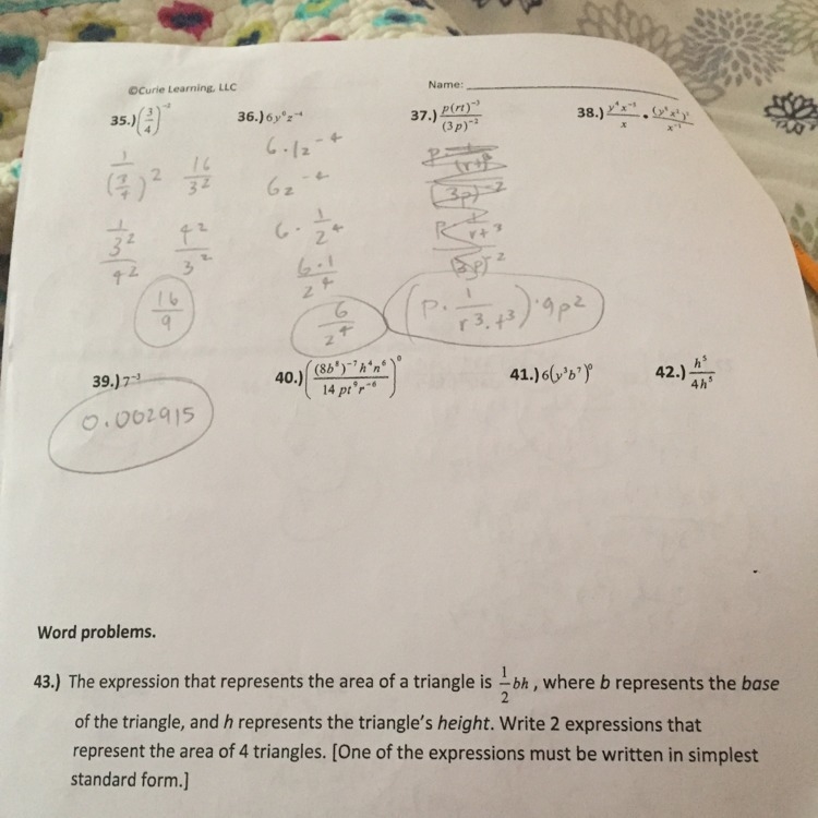 Write 2 expressions that represent the areas of 4 triangles-example-1