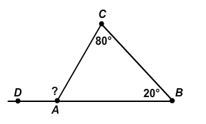 1. What is m∠CAD? 2. The measure of ∠DAB equals 125º. The measure of ∠ACB equals 30º. What-example-1