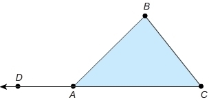 1. What is m∠CAD? 2. The measure of ∠DAB equals 125º. The measure of ∠ACB equals 30º. What-example-2