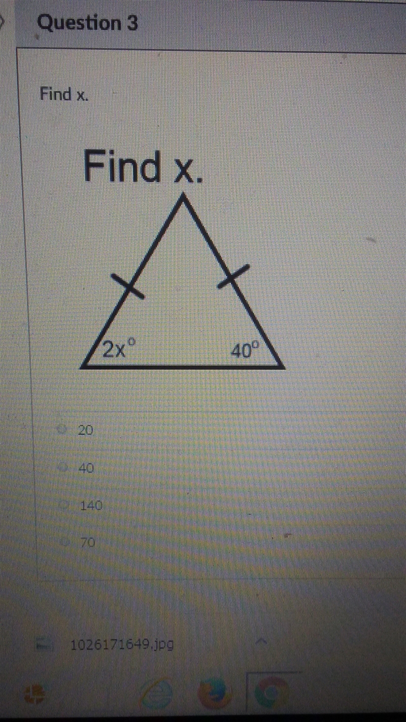 Find x on the triangle-example-1