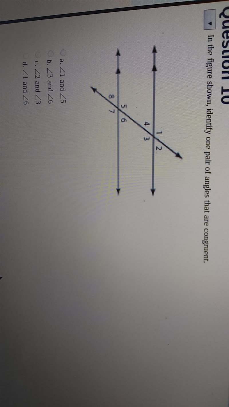 Which pair of angles are congruent-example-1