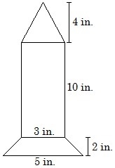 Use familiar figures to find the area of the figure shown. Show all work-example-1