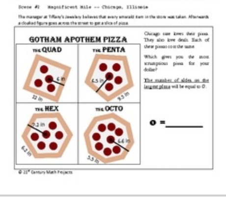 If you can't see... The Quad's radius is 6 in and the circumference is 12 in The Penta-example-1