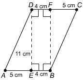 What is the area of this parallelogram? 44 cm² 55 cm² 99 cm² 220 cm²-example-1