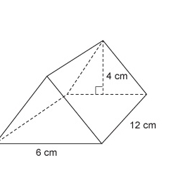 What is the volume of the right prism? A. 288 cm3 B. 144 cm3 C. 72 cm3 D. 21 cm3-example-1