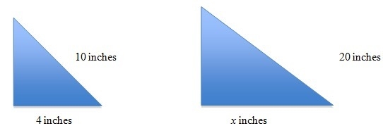 The two triangles below are similar. Find the value of x.-example-1