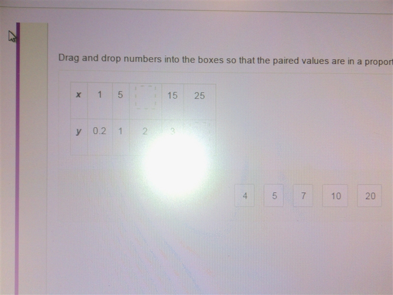 Drag and drop numbers into the boxes so that the paired values are in a proportional-example-1