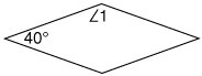 What is the measure of ∠1 in the rhombus? 140° 120° 50° 40°-example-1