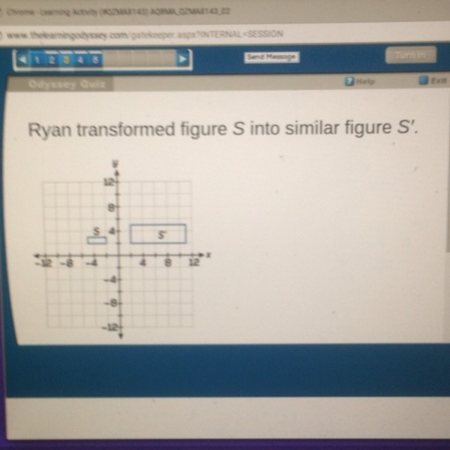 What scale factor did he use for the dialation A. 1/3 B. 1/2 C. 2 D. 3-example-1