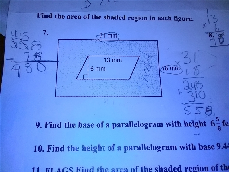 Find the area of shaded region in each figure-example-1