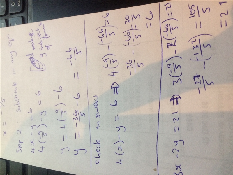 How do i solve 4x-y=6 3x-2y=21-example-2