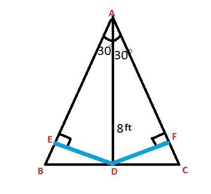 In ΔABC, m∠CAB = 60° and AD is angle bisector with D∈ BC and AD = 8 ft. Find the distances-example-1