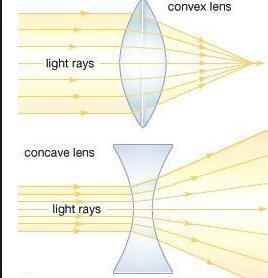 Which statement describes a convex lens? a) It absorbs most light. b) It bends light-example-1