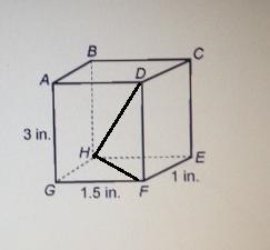 A right rectangular prism is shown. Find the length of DH to the nearest tenth of-example-1