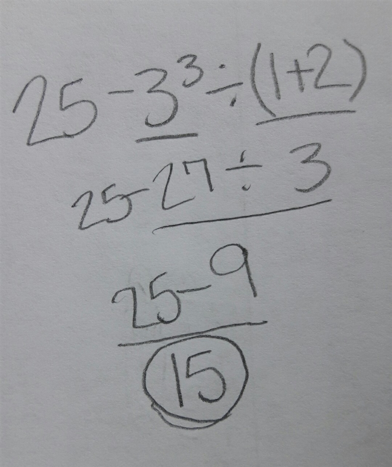 What is the answer to 25-3³÷(1+2)-example-1