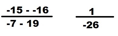 The slope of (19,-16), (-7, -15)-example-1