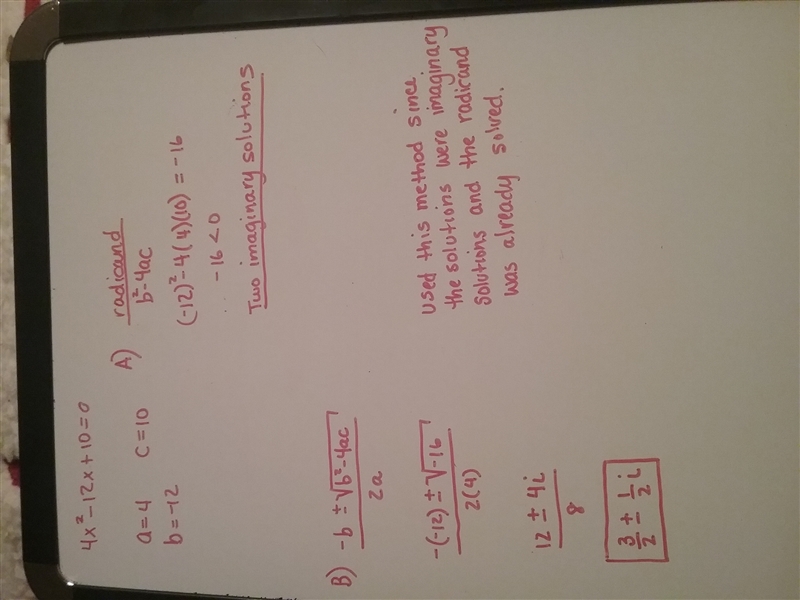 Please help due today!! A quadratic equation is shown below: 4x2 − 12x + 10 = 0 Part-example-1