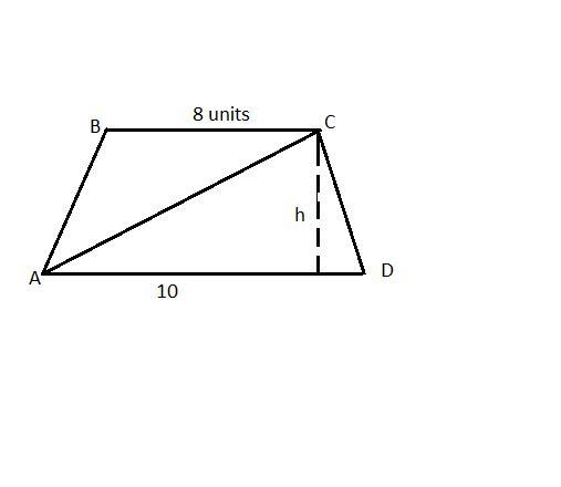 Given: ABCD is a trapezoid, AD = 10, BC = 8, Area of ∆ACD = 30. Find: Area of ABCD-example-1