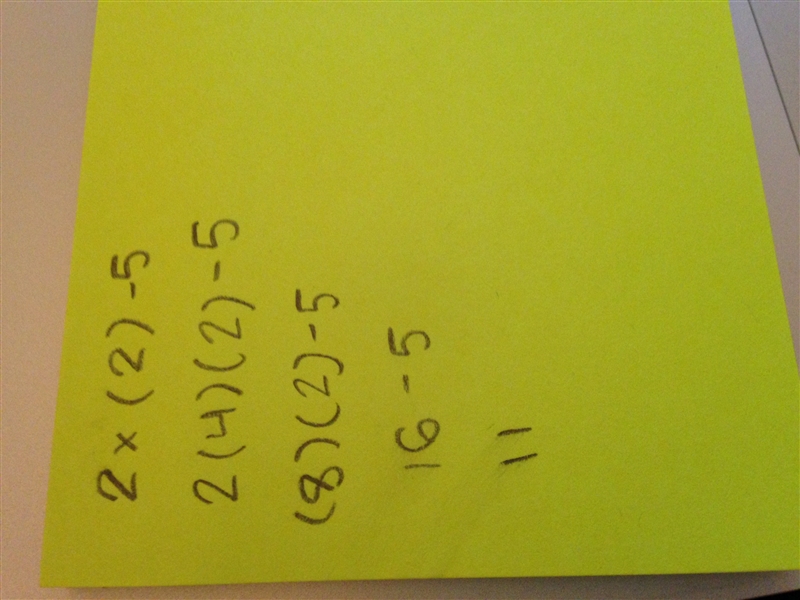 If x=4, calculate the value of: 2x(2)-5-example-1