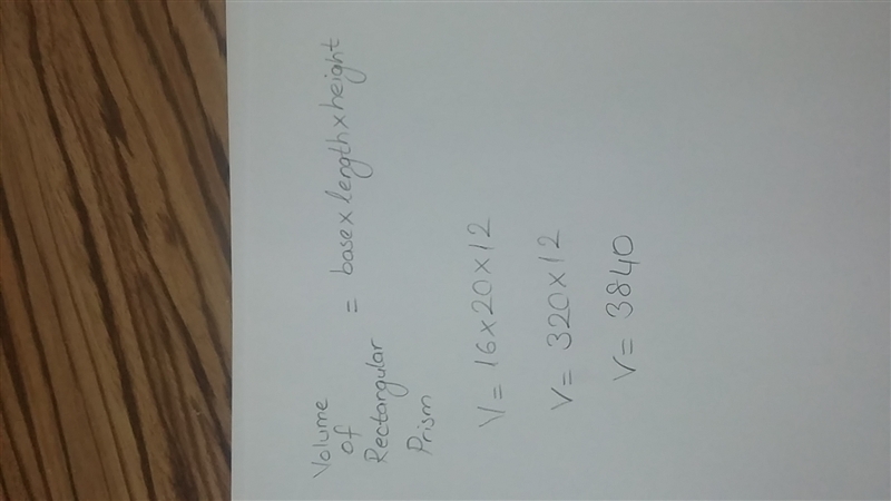 A storage unit has the shape of a rectangular prism measuring 16 ft by 20 ft by 12 ft-example-1