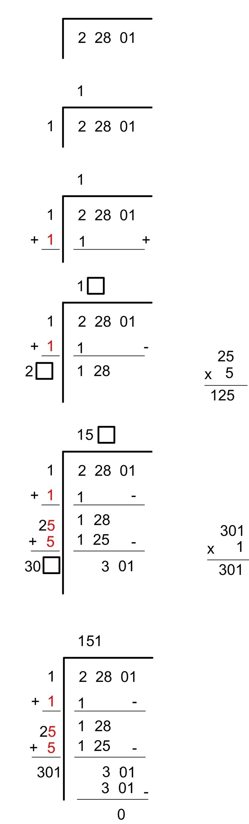 Square root of 22801 by long division method-example-1