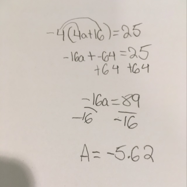 There is a value of a such that subtracting a - 4 from 4a + 16 gives an answer of-example-1