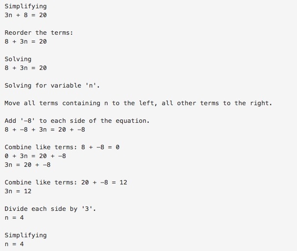 3n+8=20 i need help i think it is algerbra-example-1