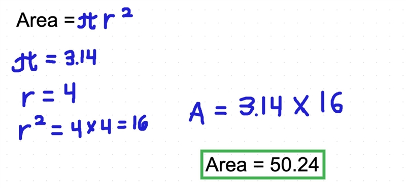 Find the area of a circle with a radius of 4.-example-1