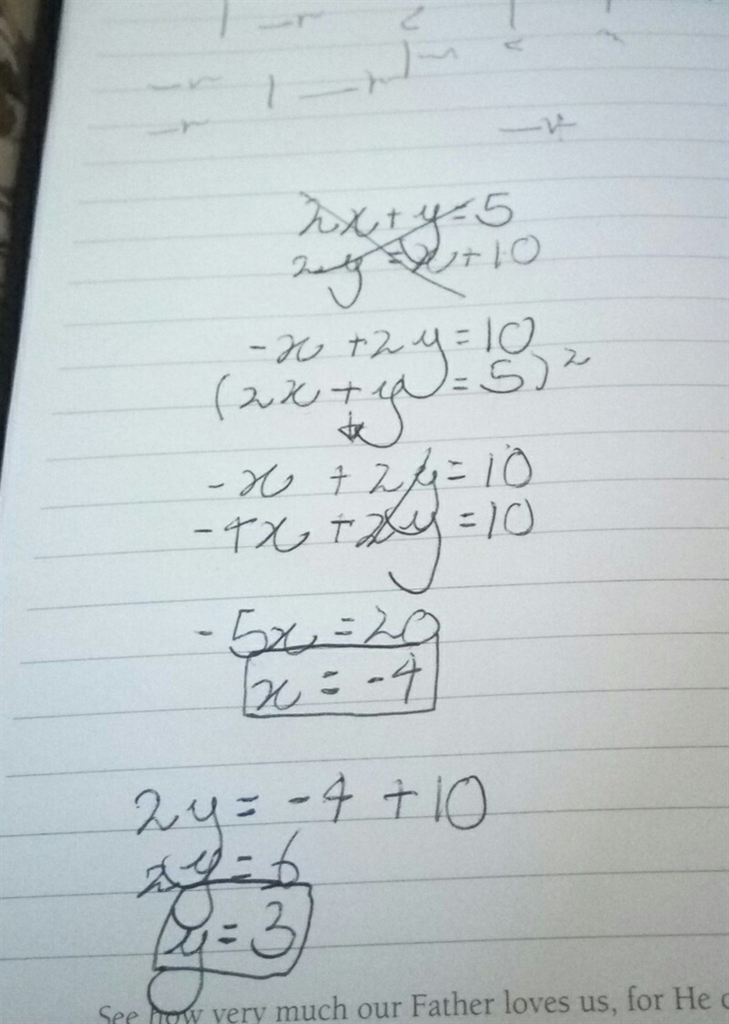 Guyz, how do we find the answer? The answers should be x = 4 and y = -3-example-1