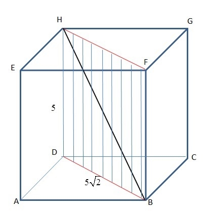 Find the diagonal of a cube if its side equals 5. When applicable, simplify radicals-example-1