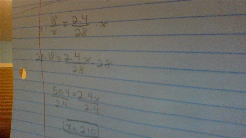 18/X=2.4/28 find X plz help-example-1