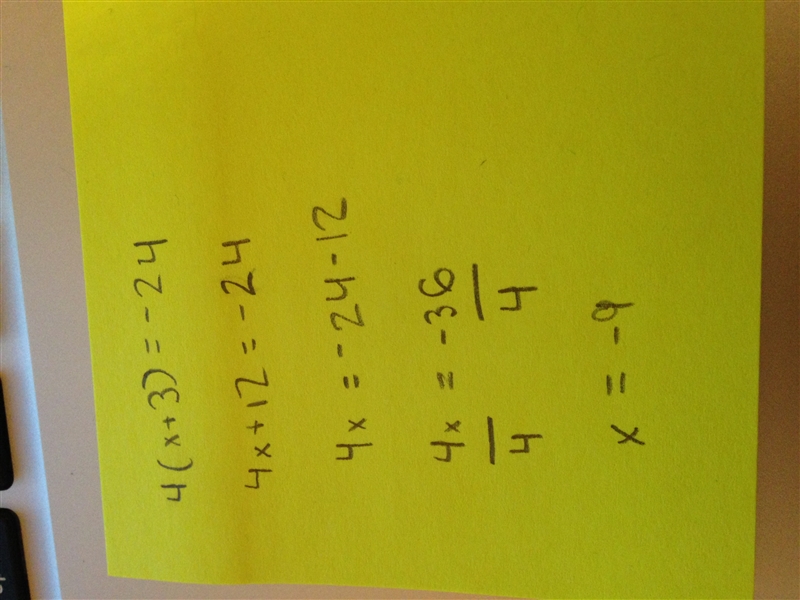 4(x+3)= -24 solve for x-example-1