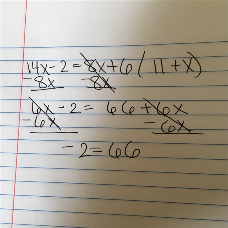 How do i solve 14x-2=8x+6 (11+x)-example-1