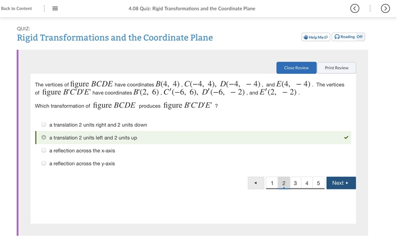 The vertices of figure BCDE have coordinates B(4, 4) , C(−4, 4), D(−4, −4) , and E-example-1