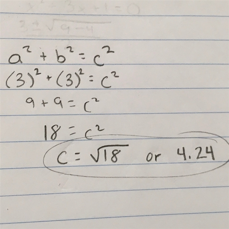 What is the length, in units, of the hypotenuse of a right triangle if each of the-example-1