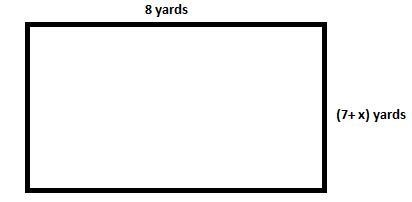 a rectangular play area is 8 yards long. The expression 56 + 8x represents the area-example-1